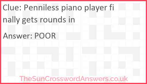 Penniless piano player finally gets rounds in Answer