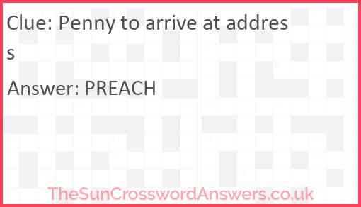 Penny to arrive at address Answer