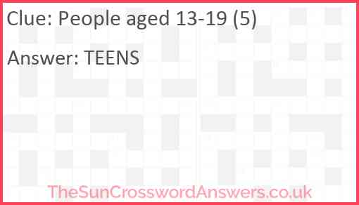 People aged 13-19 (5) Answer