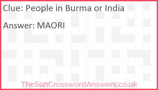 People in Burma or India Answer