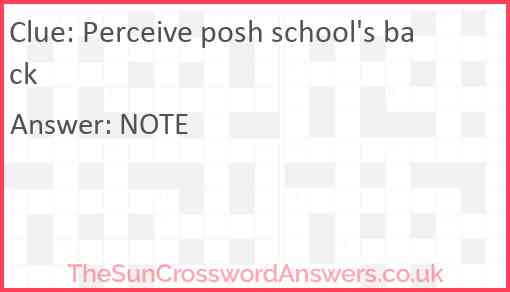 Perceive posh school's back Answer