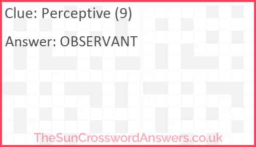 Perceptive (9) Answer
