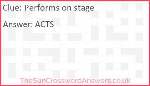 Performs on stage Answer
