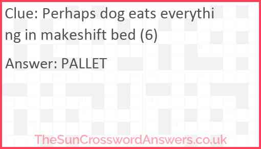 Perhaps dog eats everything in makeshift bed (6) Answer