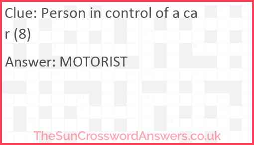 Person in control of a car (8) Answer