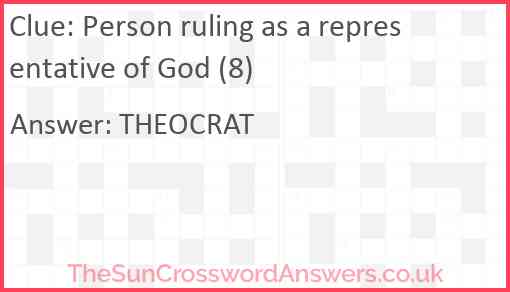 Person ruling as a representative of God (8) Answer