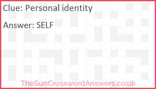 Personal identity Answer