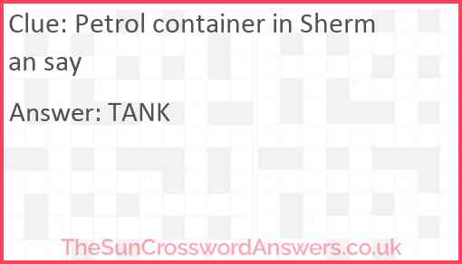 Petrol container in Sherman say Answer