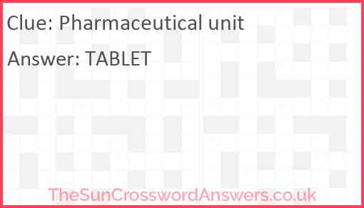 Pharmaceutical unit Answer