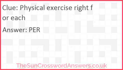 Physical exercise right for each Answer