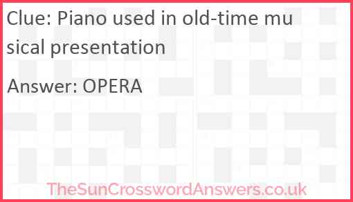 Piano used in old-time musical presentation Answer