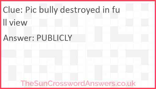 Pic bully destroyed in full view Answer
