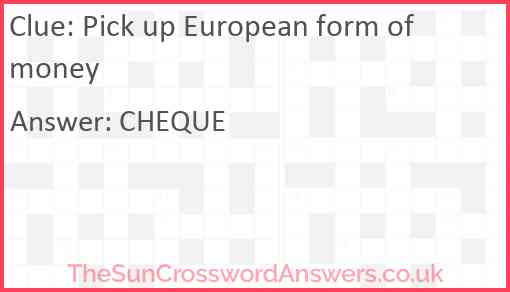 Pick up European form of money Answer