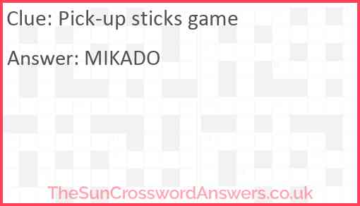 Pick-up sticks game Answer