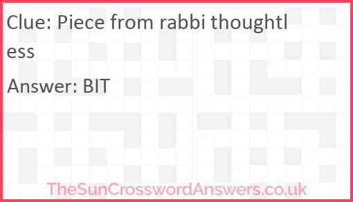 Piece from rabbi thoughtless Answer