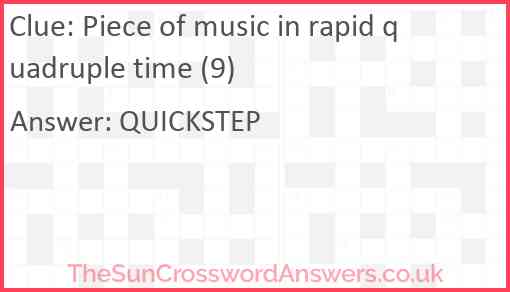 Piece of music in rapid quadruple time (9) Answer