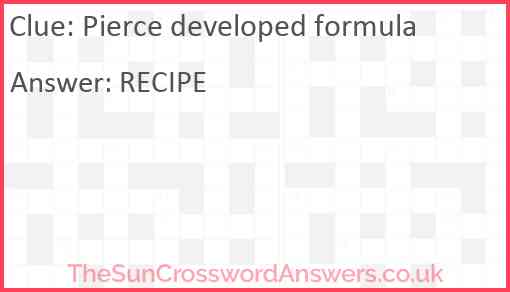 Pierce developed formula Answer