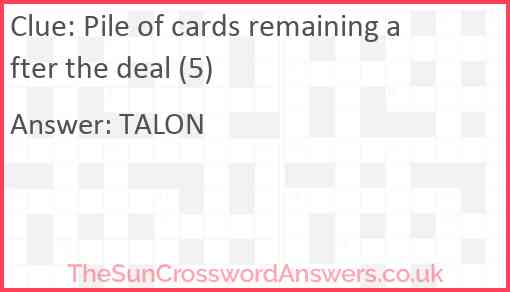 Pile of cards remaining after the deal (5) Answer
