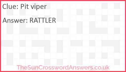 Pit viper Answer
