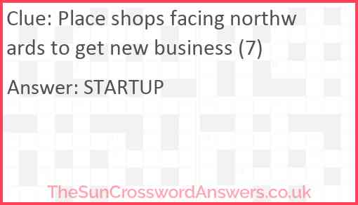 Place shops facing northwards to get new business (7) Answer