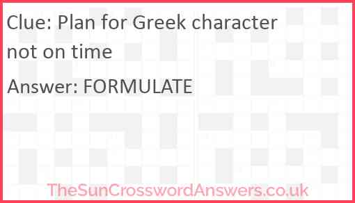 Plan for Greek character not on time Answer
