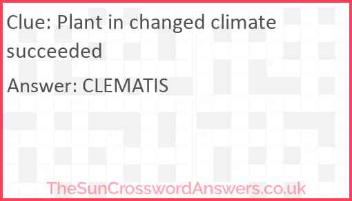 Plant in changed climate succeeded Answer