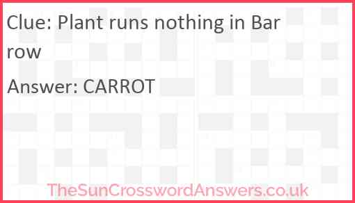 Plant runs nothing in Barrow Answer