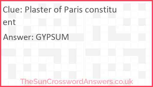 Plaster of Paris constituent Answer