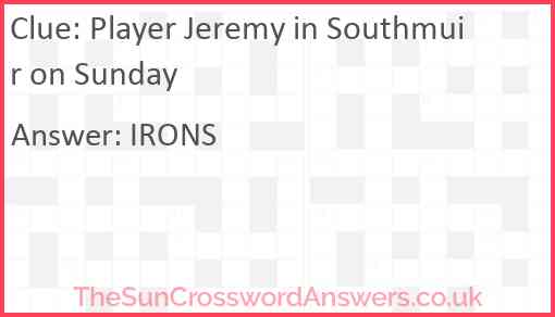 Player Jeremy in Southmuir on Sunday Answer