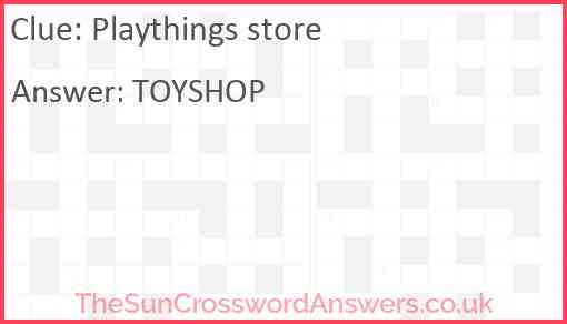 Playthings store Answer