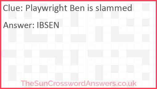 Playwright Ben is slammed Answer