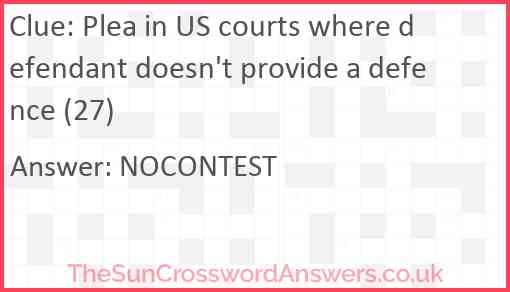 Plea in US courts where defendant doesn't provide a defence (27) Answer
