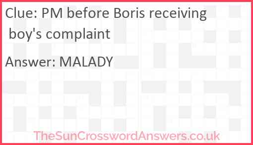 PM before Boris receiving boy's complaint Answer