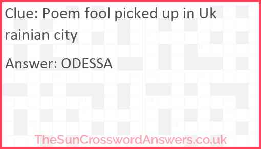 Poem fool picked up in Ukrainian city Answer