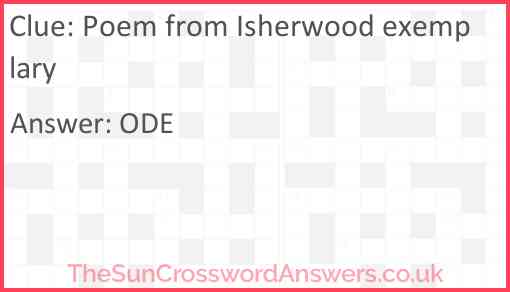 Poem from Isherwood exemplary Answer