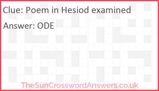 Poem in Hesiod examined Answer