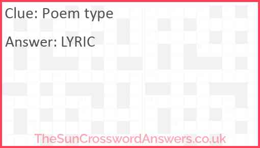 Poem type Answer