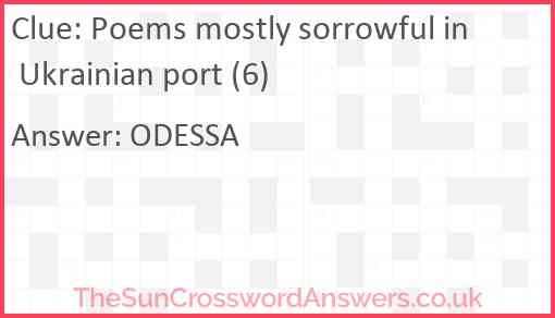 Poems mostly sorrowful in Ukrainian port (6) Answer