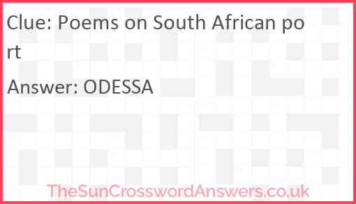 Poems on South African port Answer
