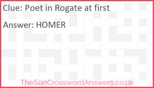 Poet in Rogate at first Answer