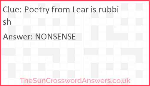 Poetry from Lear is rubbish Answer