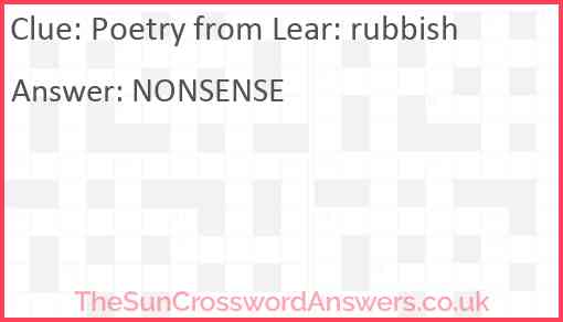 Poetry from Lear: rubbish Answer