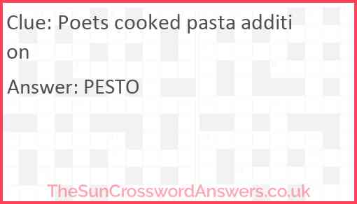 Poets cooked pasta addition Answer