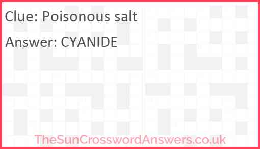 Poisonous salt Answer