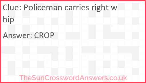 Policeman carries right whip Answer