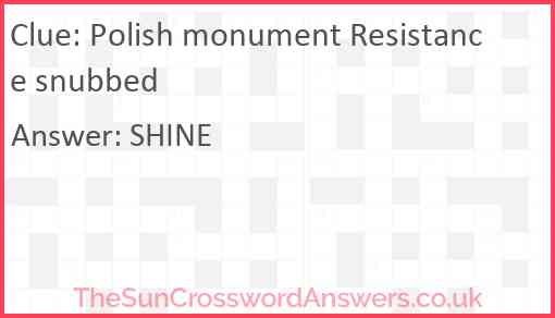 Polish monument Resistance snubbed Answer