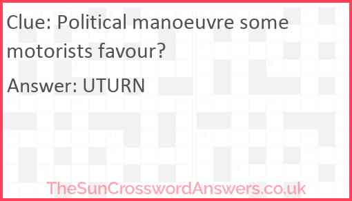 Political manoeuvre some motorists favour? Answer
