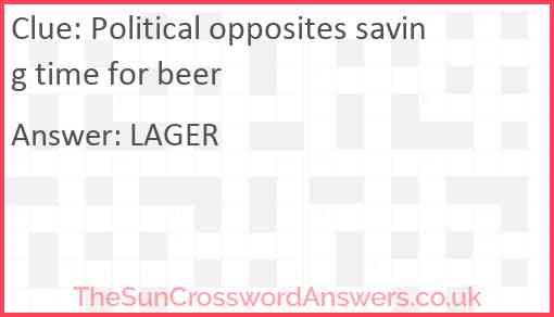 Political opposites saving time for beer Answer