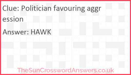 Politician favouring aggression Answer