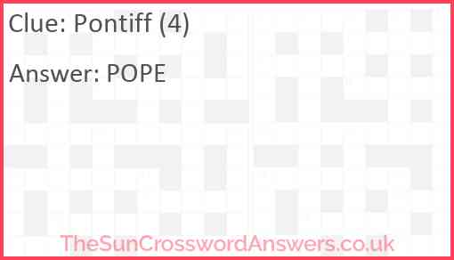Pontiff (4) Answer